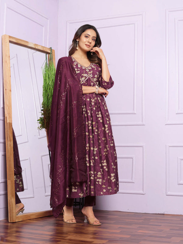 Purple Modal Silk Pant Suit 189943